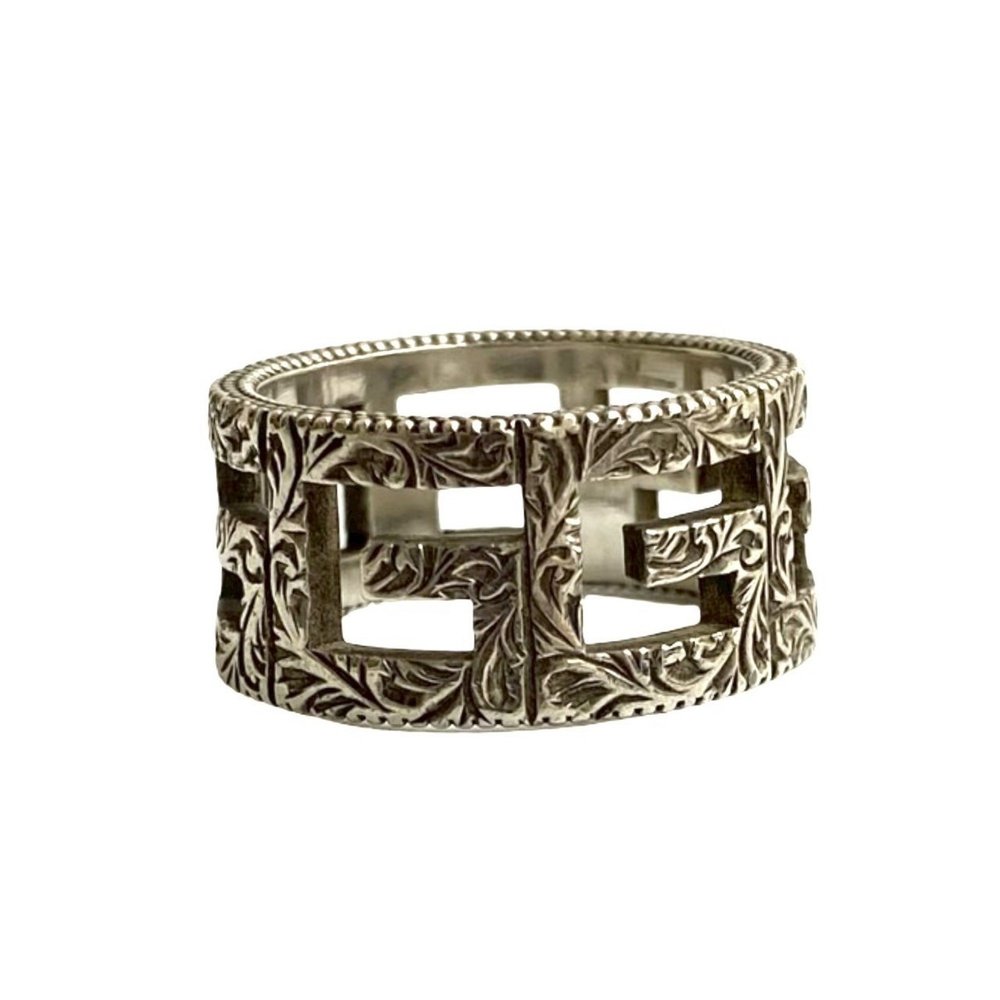 GUCCI Square G Arabesque Sterling Silver 925 Ring for Men and Women, 72174 - Picture 6 of 6